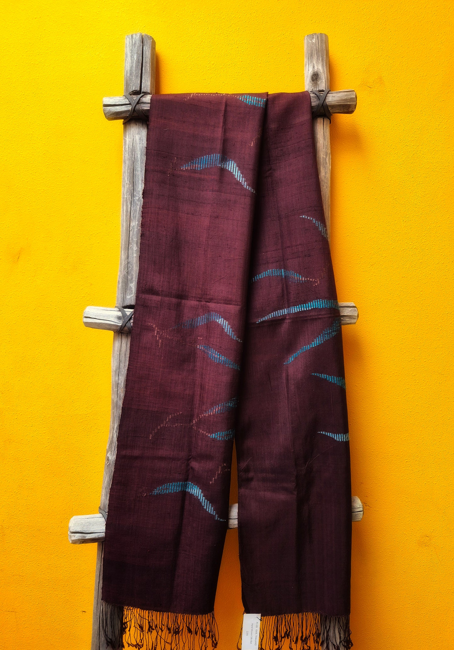 David Mendoza ~ Hand Woven Indigo Batik Silk Ikat 80" x 14 1/2"