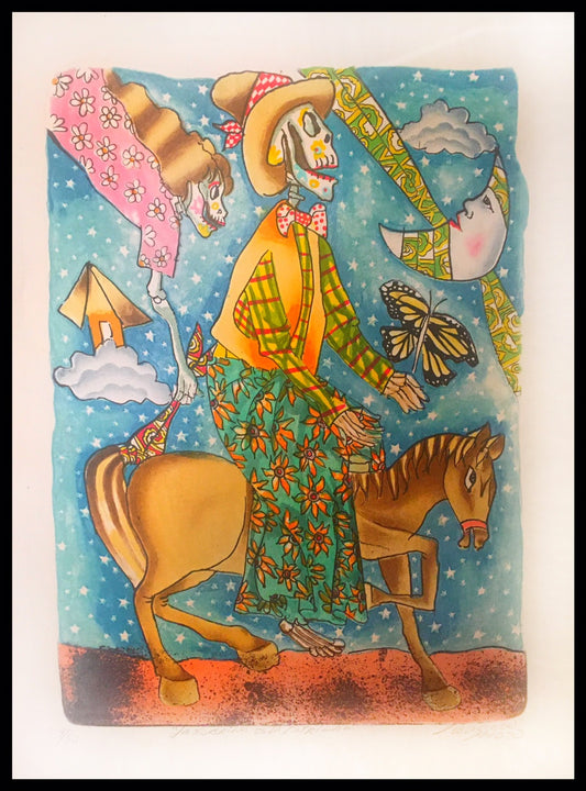 Leovigildo Martinez ~ "La Sobrina de la Catrina" 2020 Colored Lithograph, 21 1/2 " x 16"