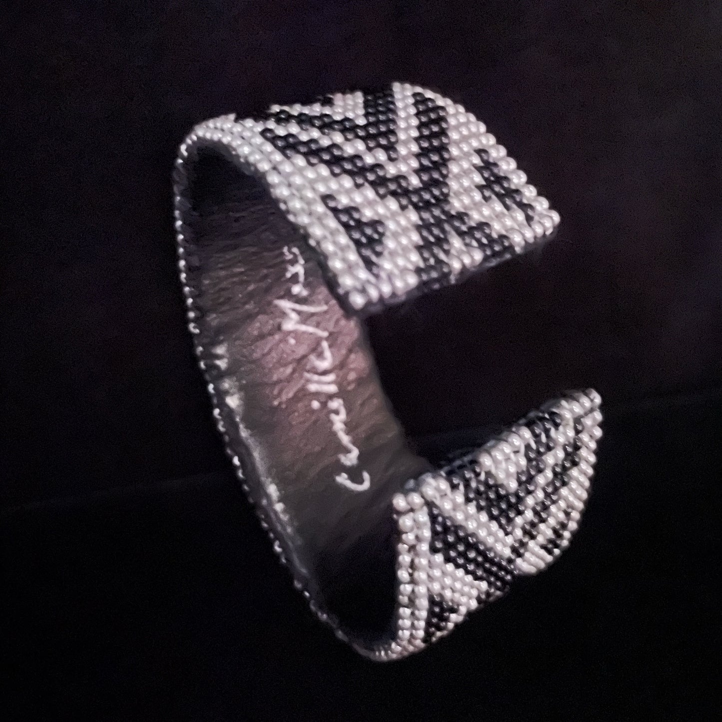 Camille Moss ~ Beaded Cuff Romanesque Bracelet, 1 1/8" x 7" x 2"
