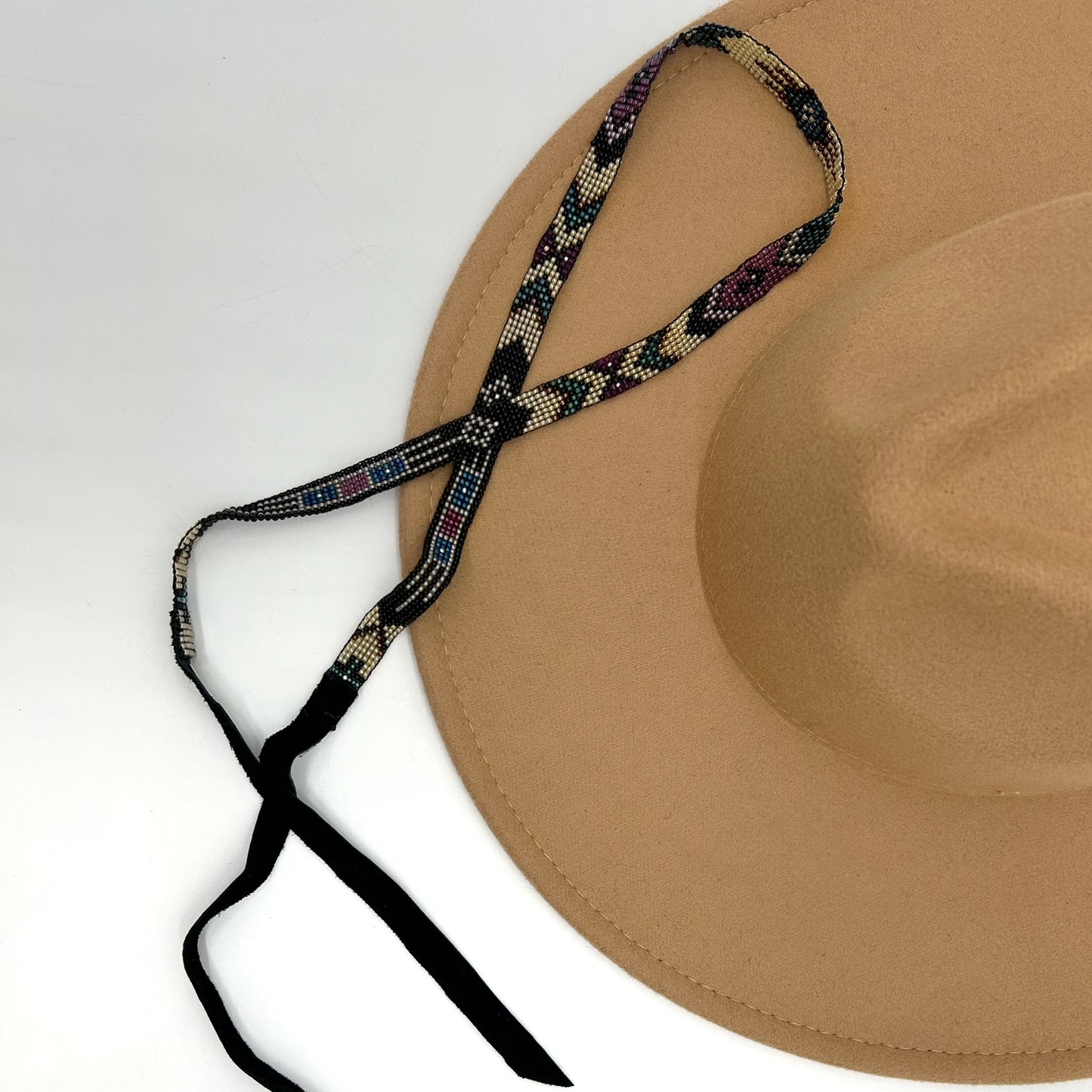 Camille Moss ~ Beaded Hat Band, 23 3/4" x 1/2"