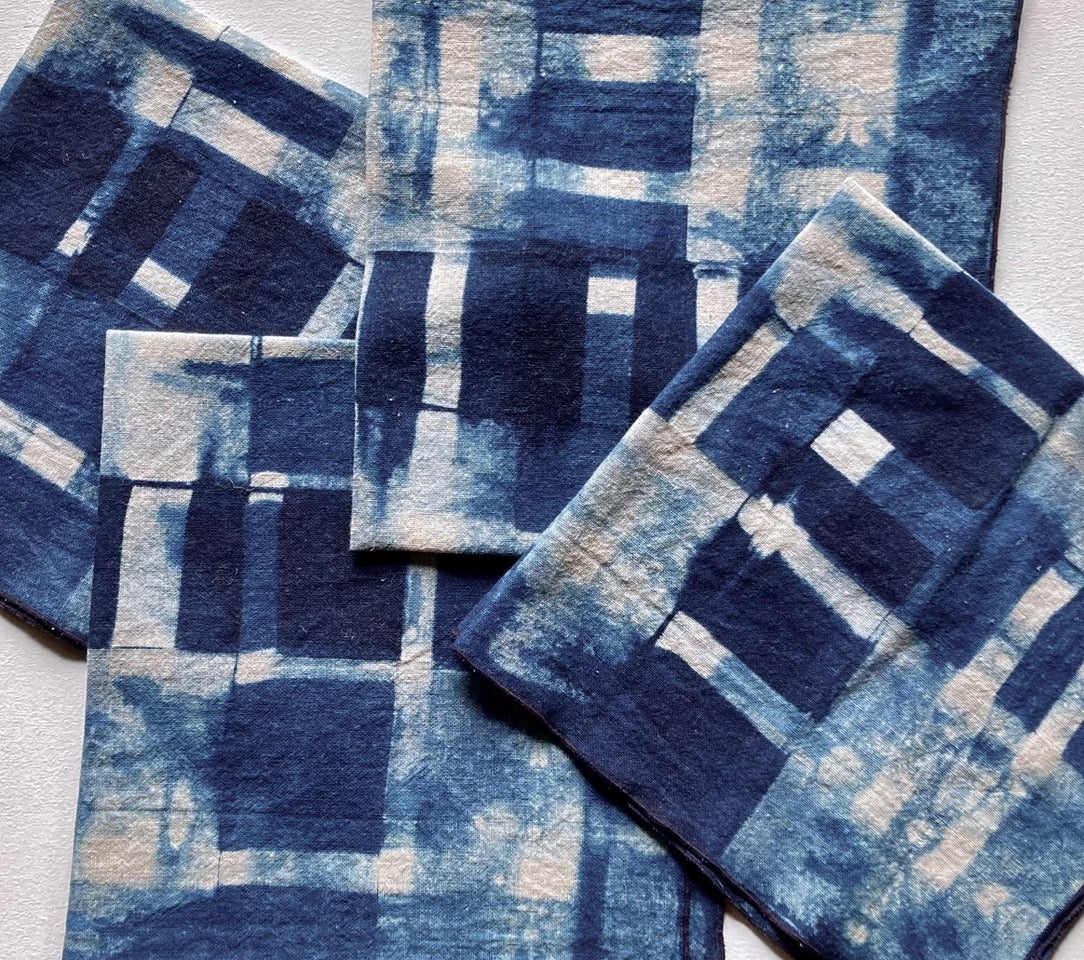 David Mendoza ~ Indigo Shibori Napkins, Set of 2, 21"