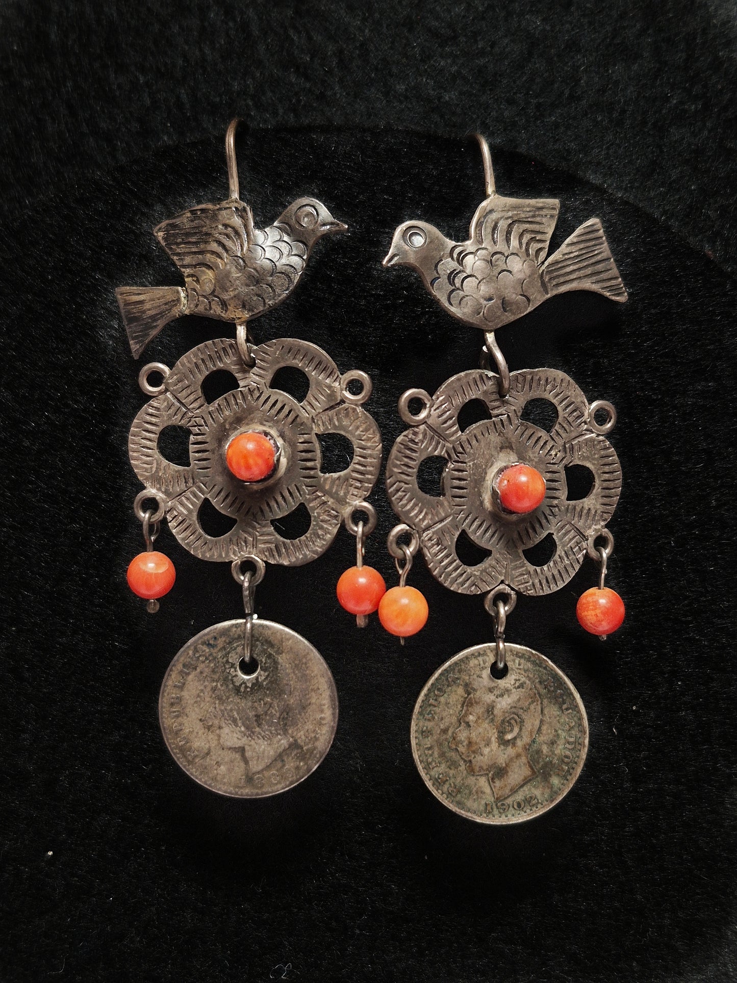 Vintage Hand Shaped Earrings, Ecuador 2 1/2" x 1"