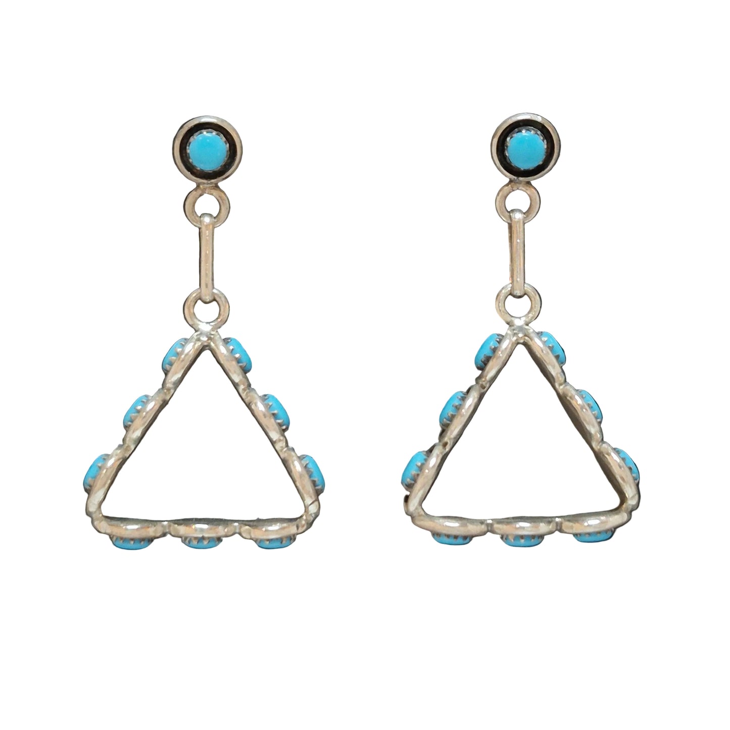 Pair of triangle-shaped earrings with Turquoise 1 1/2" x 3/4"