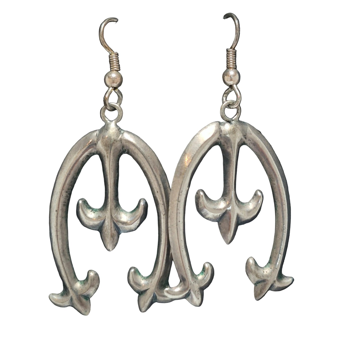 Navajo Style Silver Earrings , 2 1/2" x 1 1/8"