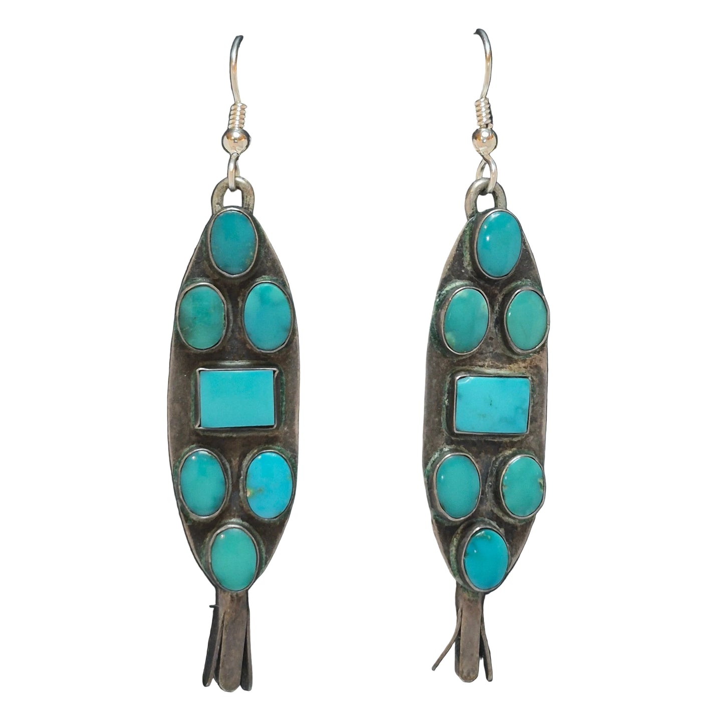 Multi-Stone Turquoise & Sterling Silver Dangle Earrings