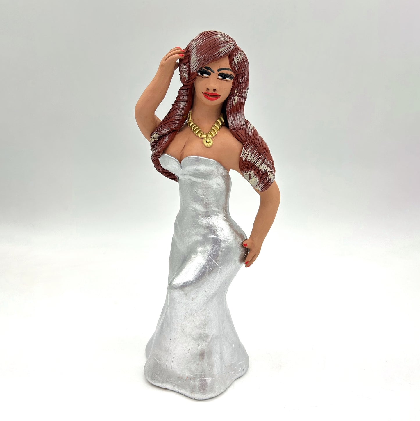 Irene Aguilar ~Mujer de la Noche~ Ceramic Figure, 11 3/4" x 5 1/3" x 4 1/2"