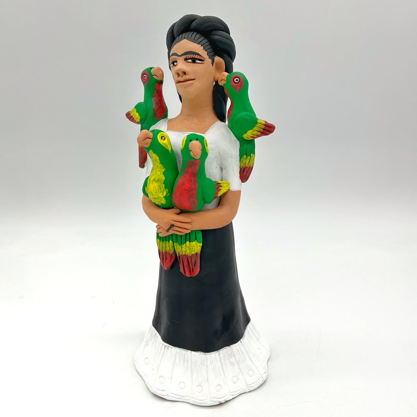 Irene Aguilar ~ Frida con Loros, large 12" x 5 1/2" x 3"