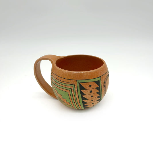 Lorenzo Mendez ~ Painted "Ollita" Mica Clay Mug, 3 1/4" x 5 3/4 x 4 1/4"