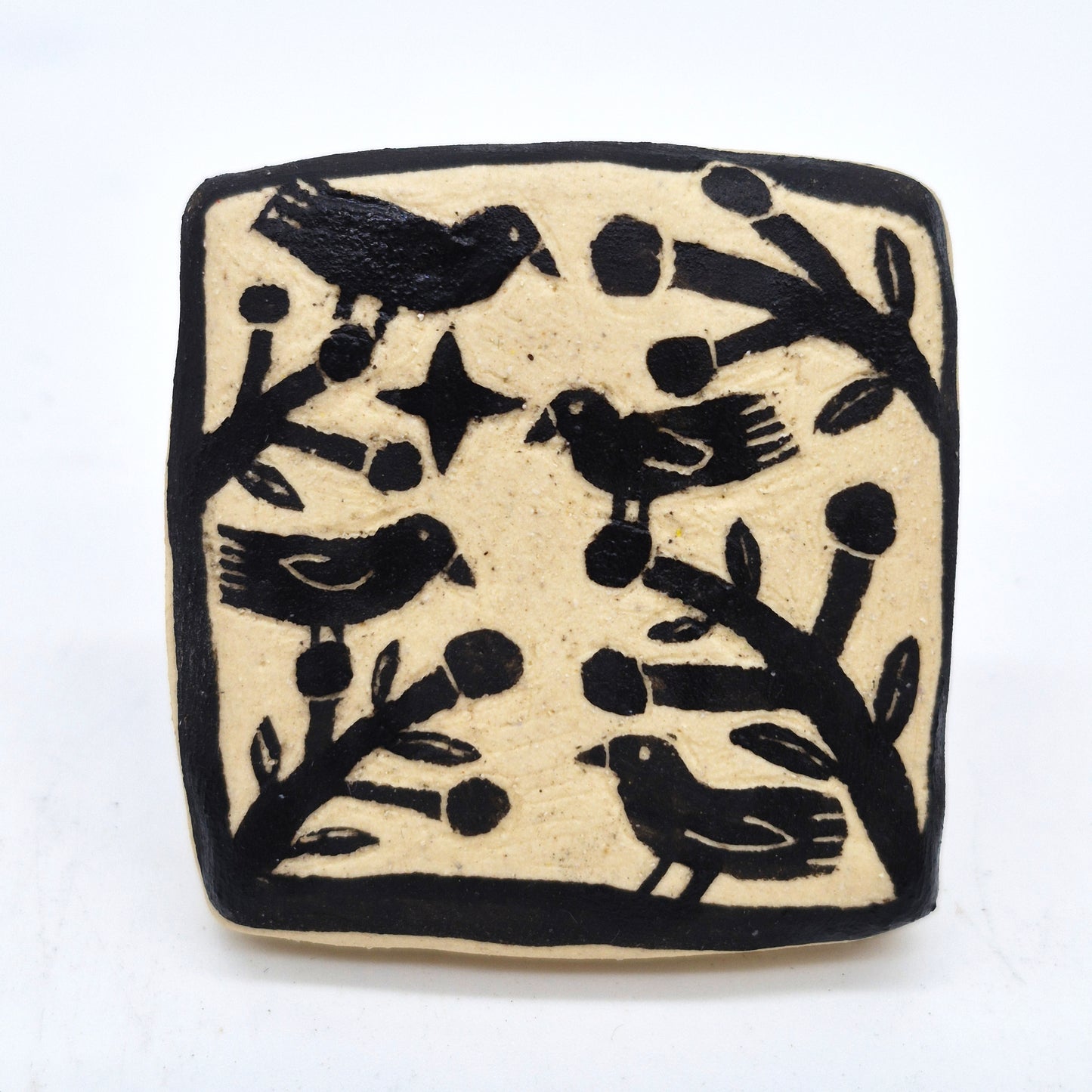 Lisa Smith ~ "Four Birds" Tile, small 2" x 1 7/8" x 1/2"
