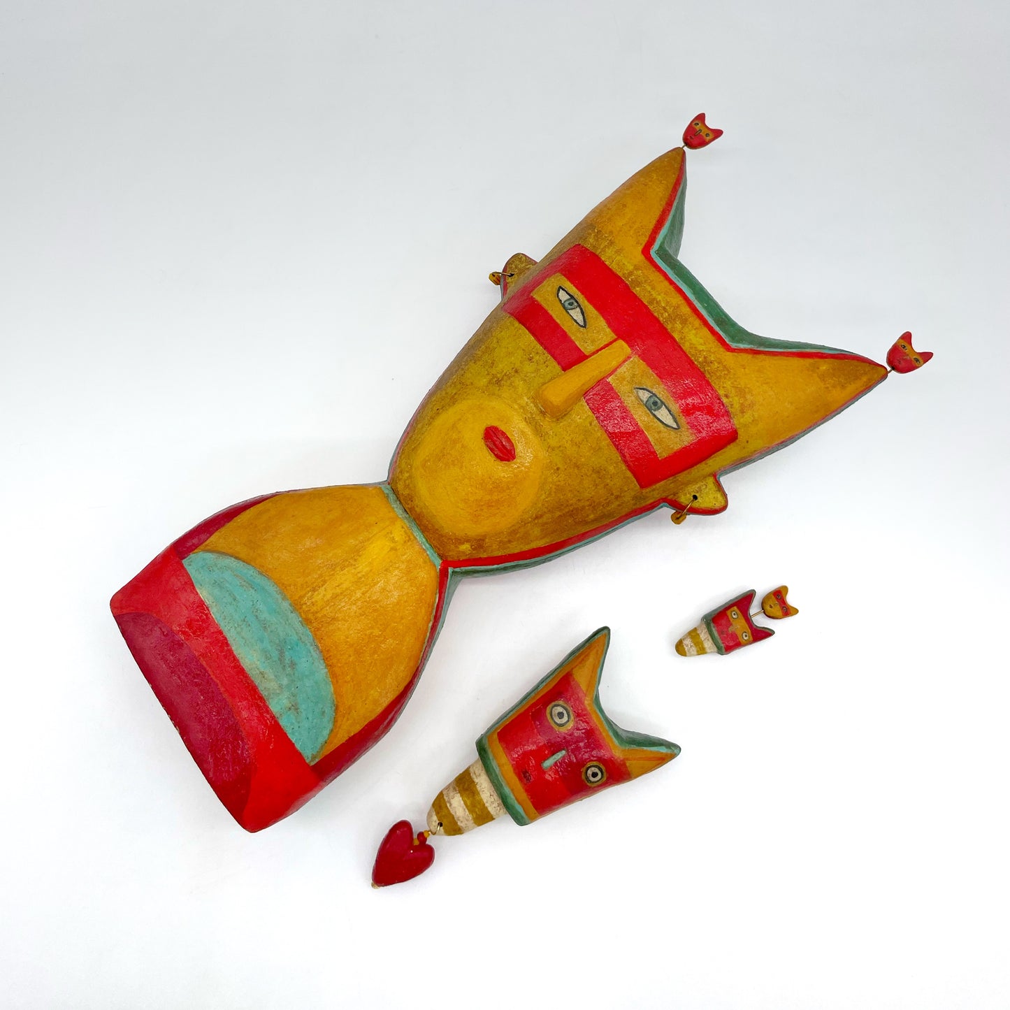 Lisa Smith ~ Ceramic "Queen of Color" Stack Sculpture, Reversible, three parts 13 3/4" x 5 1/4" x 3"