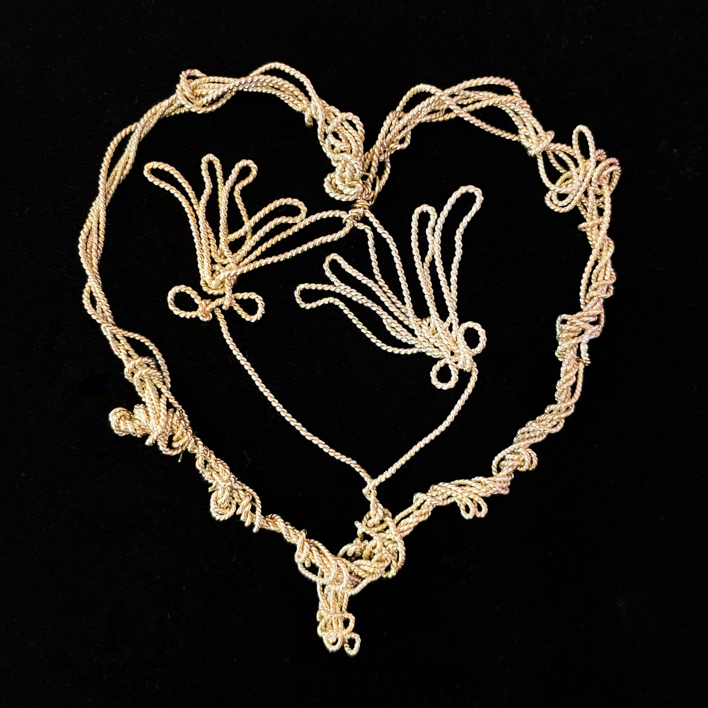 Mary Buck ~ Sterling Silver Flower Duo Heart, Amulet, 3 1/2" x 3"