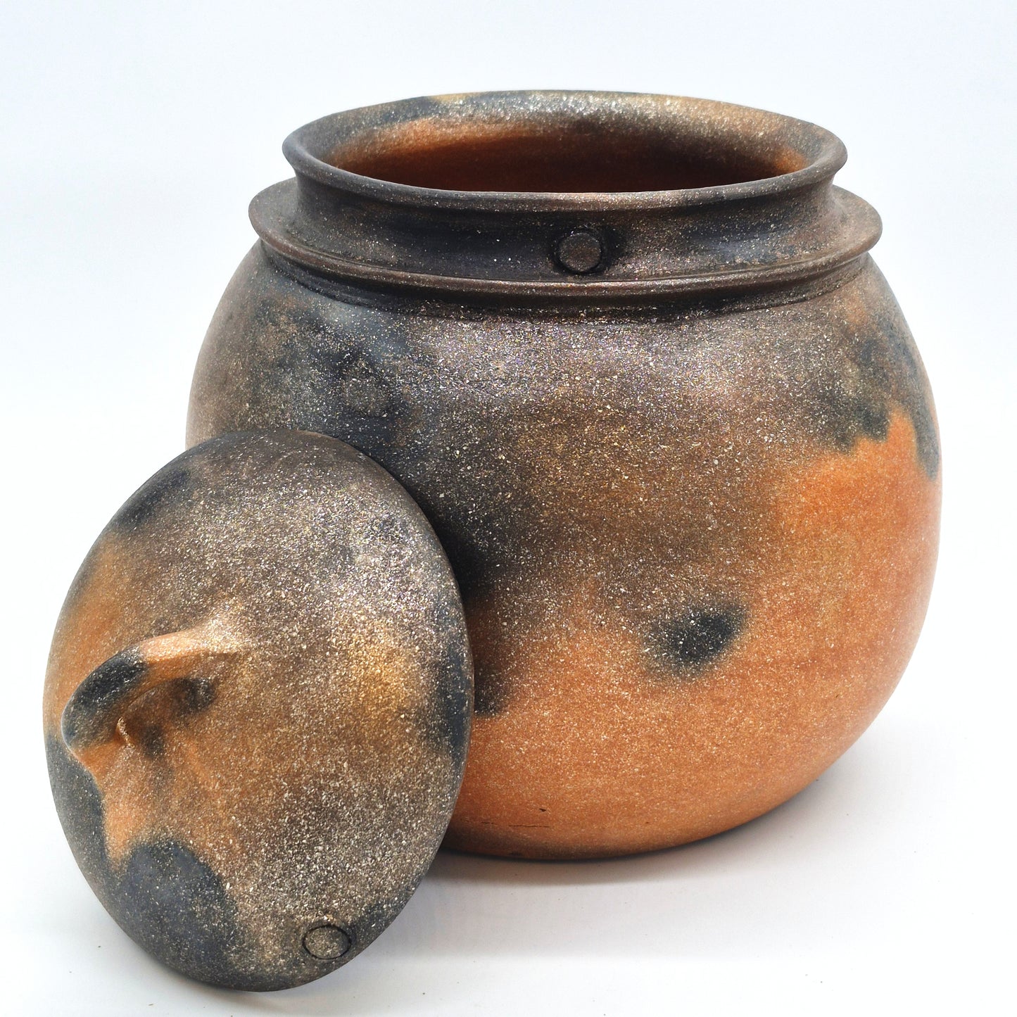 Mary North ~ 6 3/4 Quart Traditional Bean Pot with Lid and Incised Rim, 10" x 10" x 10"