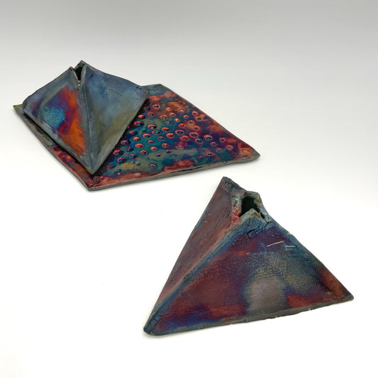 Suzanne Vilmain ~ Two Pyramids on Triangle, Three Parts, 4" x 11" x 7"