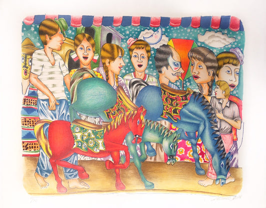 Leovigildo Martinez ~ "Carrusel" 2020 Colored Lithograph, 24 3/4" x 28 1/4"