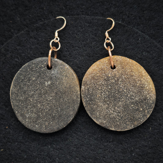 Mary Elaine ~ Micaceous Clay Earrings 1 1/2" diameter