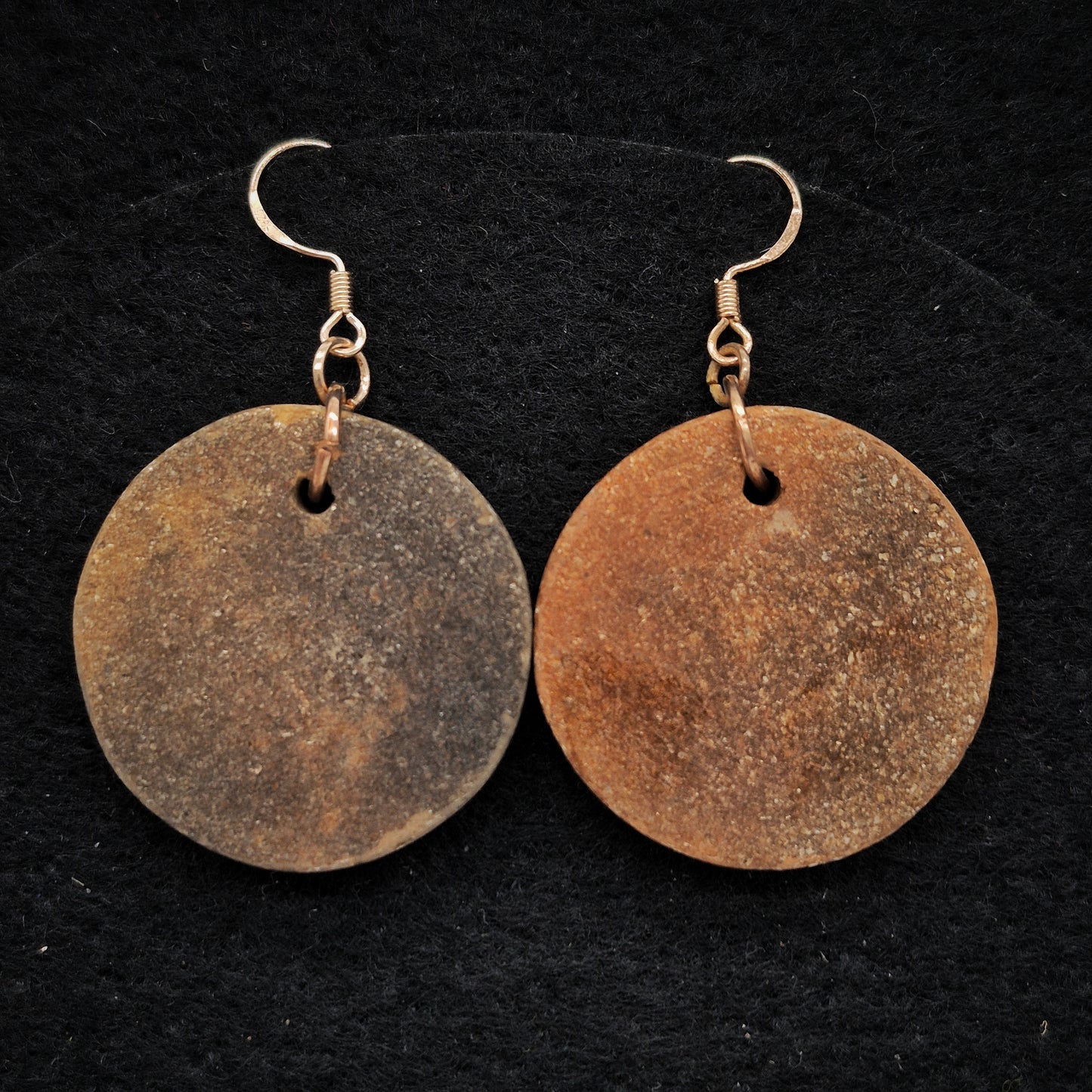 Mary Elaine ~ Micaceous Clay Earrings 1 1/4" diameter