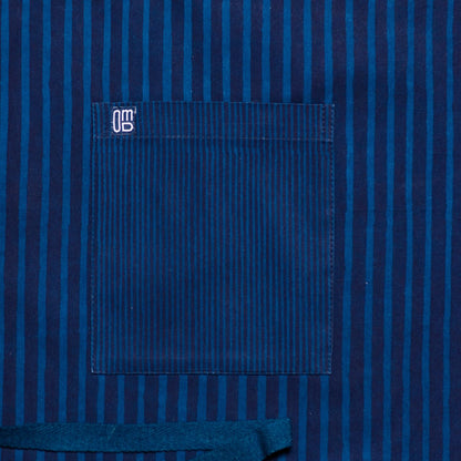 David Mendoza ~ Hand Blocked Indigo Blue Pinstripe Batik Apron