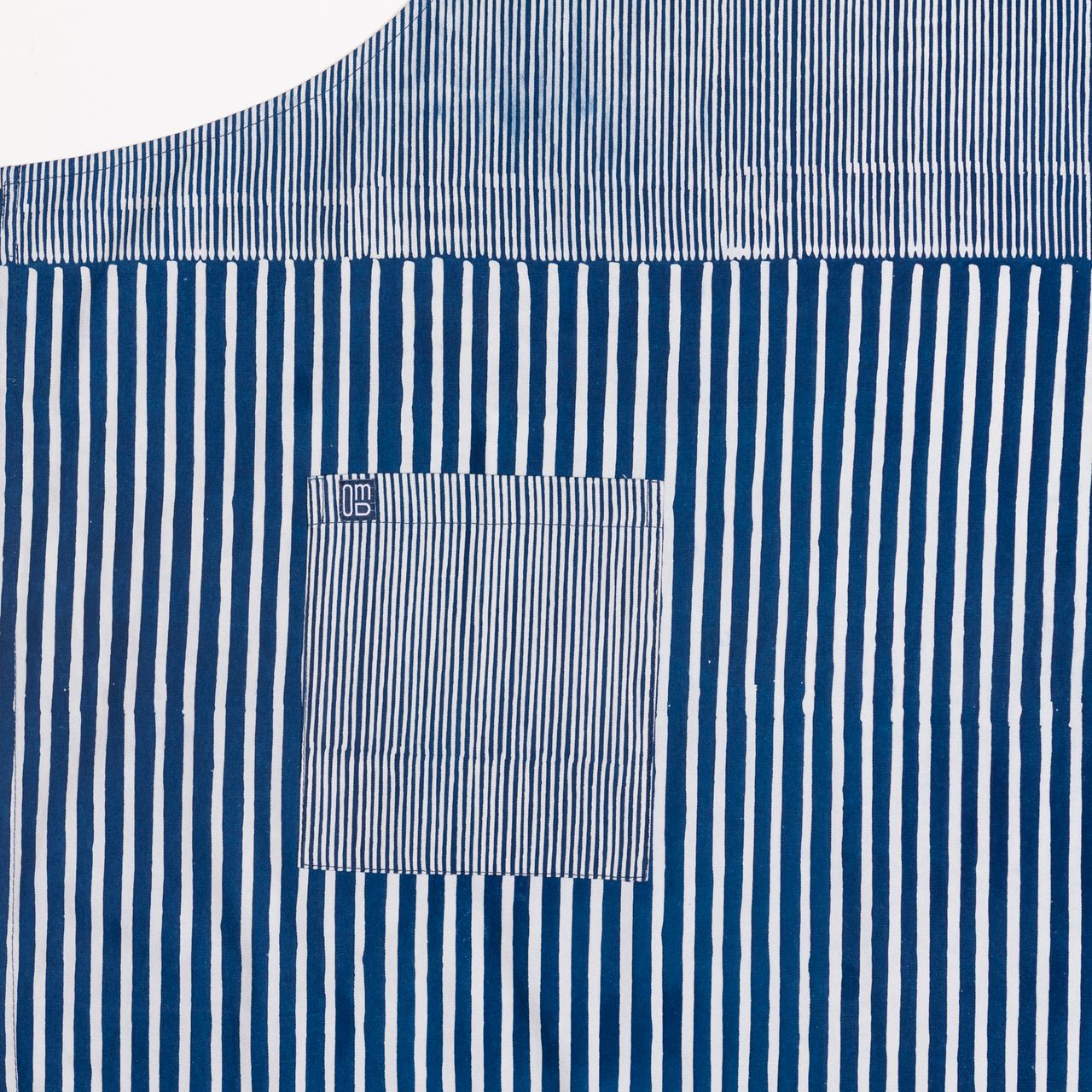 David Mendoza ~ Hand Blocked Indigo Pinstripe / Medium Strip Batik Apron