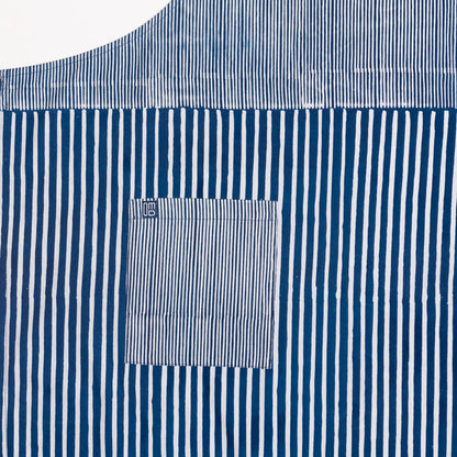 David Mendoza ~ Hand Blocked Indigo Pinstripe / Medium Strip Batik Apron