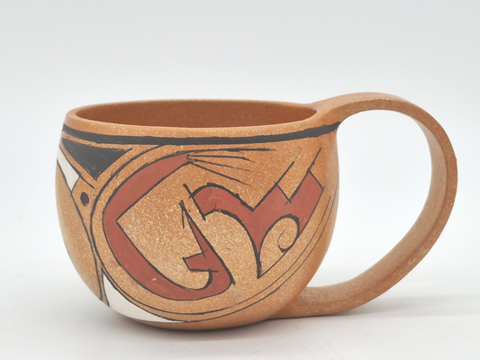 Lorenzo Mendez ~ Painted "Ollita" Mica Clay Mug, 3" x 6" x 4 1/2