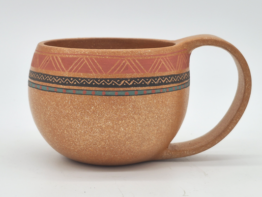 Lorenzo Mendez ~ Painted "Ollita" Mica Clay Mug, 3" x 6" x 4 1/2