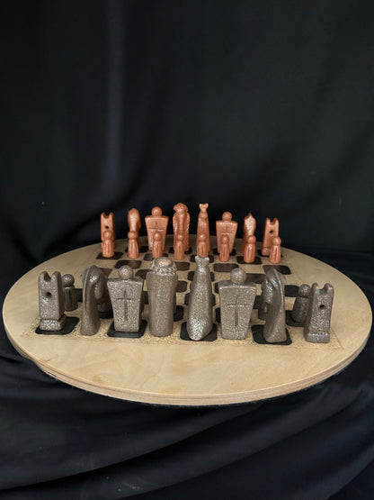 Andrea Byers ~ Mica Clay 32 Piece Chess Set with Wooden Board, 20"
