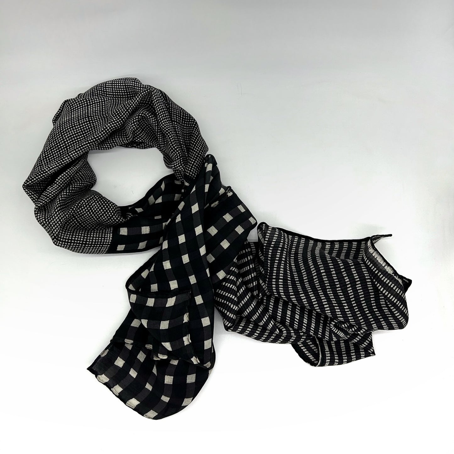 David Mendoza ~ Hand Blocked Indigo Batik Scarf, 34" x 72"