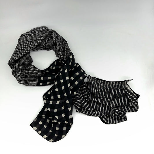 David Mendoza ~ Hand Blocked Indigo Batik Scarf, 34" x 72"