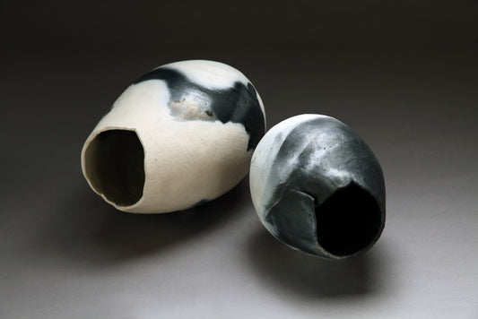 Bonnie Lynch ~ White Pod (vessel on left Approx 7" x 7" x 11")