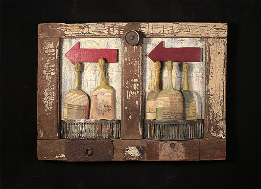Bill Skrips ~ "This Way Out" wall hanging, 15" x 20.5" x 4"