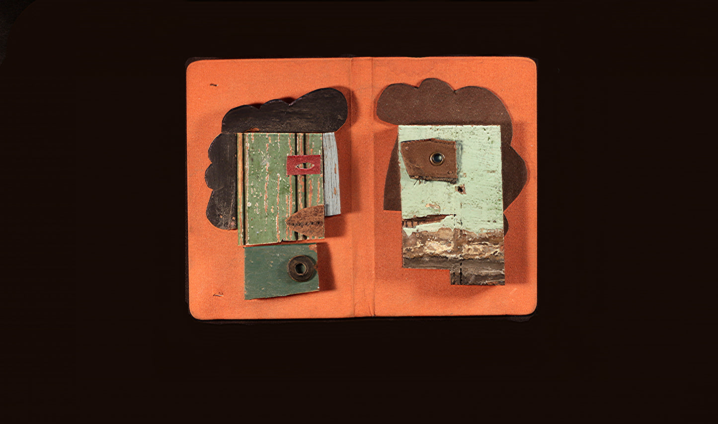 Bill Skrips ~ "Twenty Ways To Say Hello" wall hanging, 7.5" x 9.75" x 1.5"