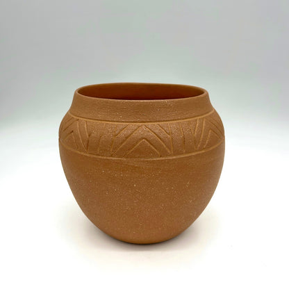 Clarence Cruz ~ 3 1/2 Quart Traditional Bean pot with Incised Design, 7" x 7 1/2" x 7 1/2"