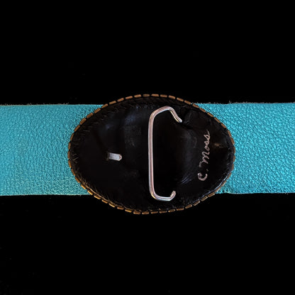 Camille Moss ~ Turquoise Tulip Belt Buckle, 4" x 2 1/2"
