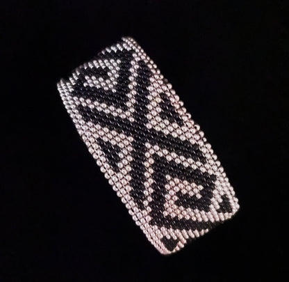 Camille Moss ~ Beaded Cuff Romanesque Bracelet, 1 1/8" x 7" x 2"