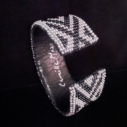 Camille Moss ~ Beaded Cuff Romanesque Bracelet, 1 1/8" x 7" x 2"