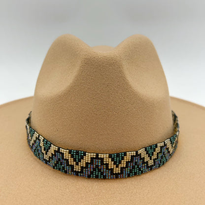 Camille Moss ~ Wide Beaded Hat Band, 24" x 1"
