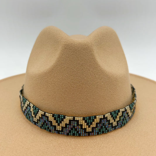 Camille Moss ~ Wide Beaded Hat Band, 24" x 1"