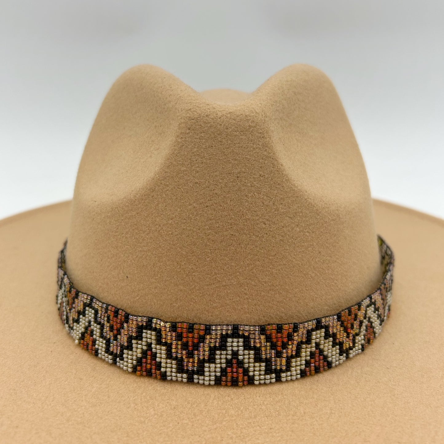 Camille Moss ~ Wide Beaded Hat Band, Temple Peaks design, 23 1/2" x 1"