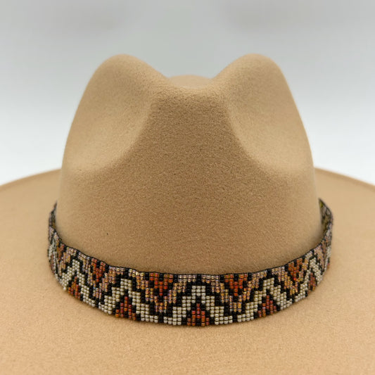 Camille Moss ~ Wide Beaded Hat Band, Temple Peaks design, 23 1/2" x 1"