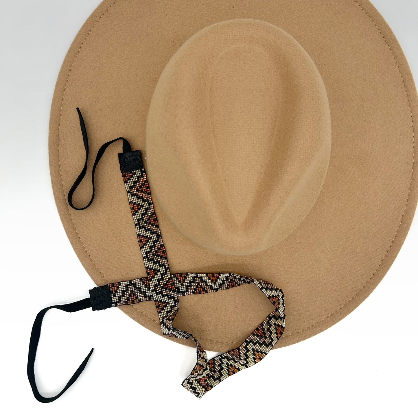Camille Moss ~ Wide Beaded Hat Band, Temple Peaks design, 23 1/2" x 1"