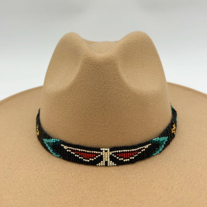 Camille Moss ~ Beaded Hat Band, Thunder Birds design, 24" x 5/8"
