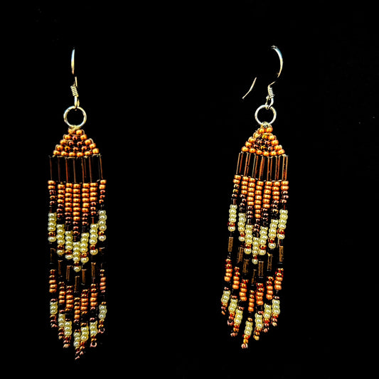 Camille Moss ~ Beaded Earrings, 3 1/2" x 1/2 "