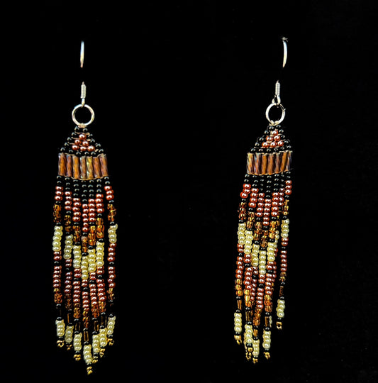 Camille Moss ~ Beaded Earrings, 3 3/4 " x 1/2"