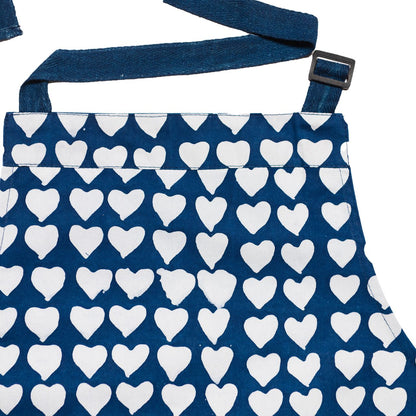 David Mendoza ~ Hand Blocked Indigo Heart / Stripe Batik Apron
