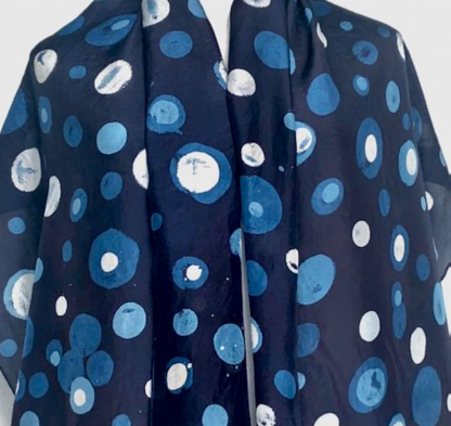 David Mendoza ~ Indigo Habotai Silk Scarf, 20“ x 80”