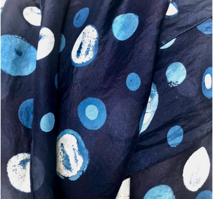 David Mendoza ~ Indigo Habotai Silk Scarf, 20“ x 80”