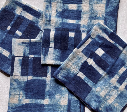 David Mendoza ~ Indigo Shibori Napkins, Set of 2, 21"