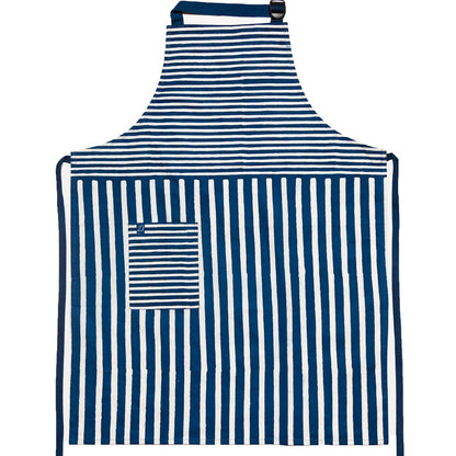 David Mendoza ~ Hand Blocked Indigo Wide Stripe Batik Apron