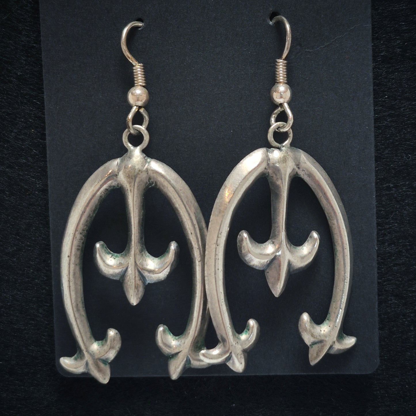 Navajo Style Silver Earrings , 2 1/2" x 1 1/8"