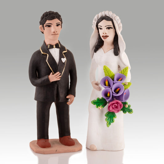Irene Aguilar ~ Ceramic Bride and Groom, both 14" x 5" x 4"